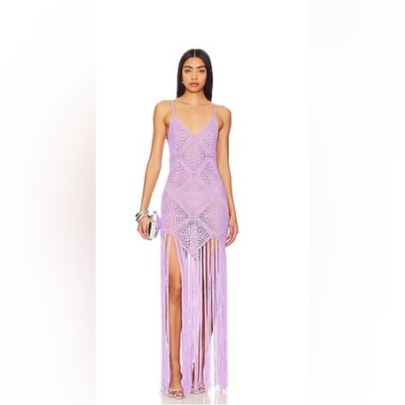 Line & Dot Dresses & Skirts - Line & Dot Lilac Asymmetrical Crochet Dress